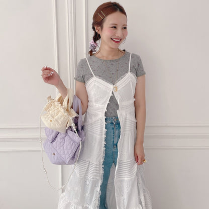 ミニフリルバッグ Quilting Frill Bebe【バニラ/ホットピンク/カーキ/ギンガム/ラベンダー/ミルクティ】