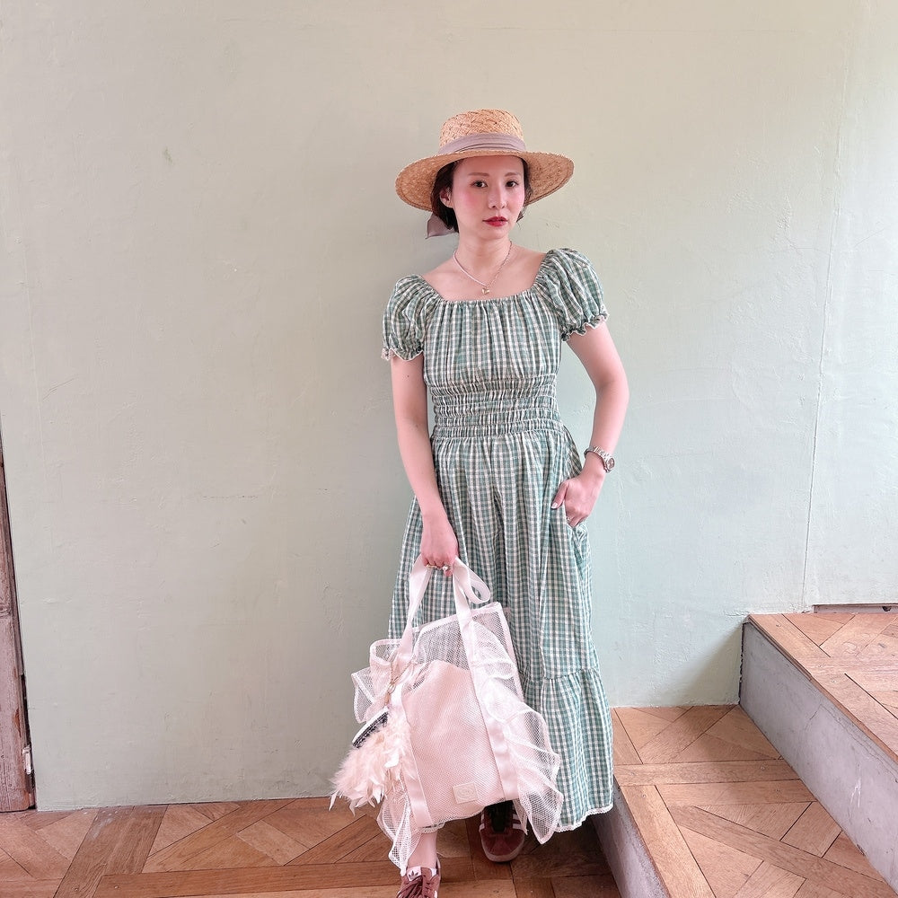 ★Ginghamシャーリングワンピース