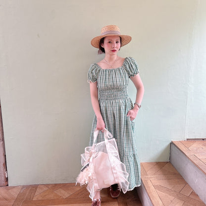 ★Ginghamシャーリングワンピース