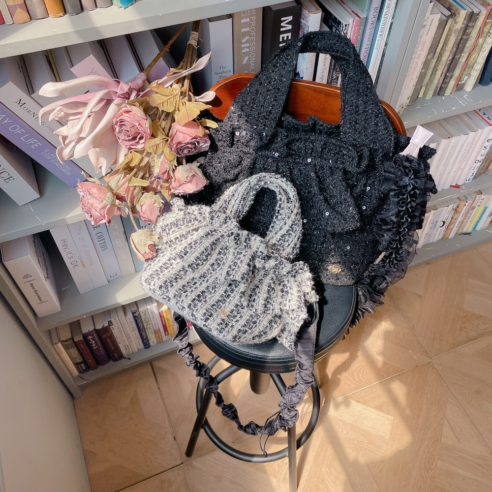 ミニフリルバッグ Tweedy Bebe【ブラック×ホワイト】1サイズ