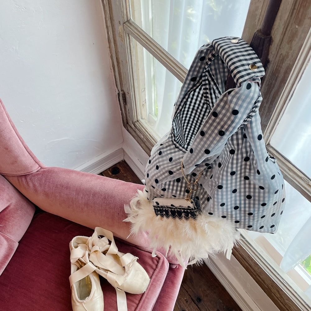 ポーチ付バッグ Balloon Marche【ギンガム/大ドット】