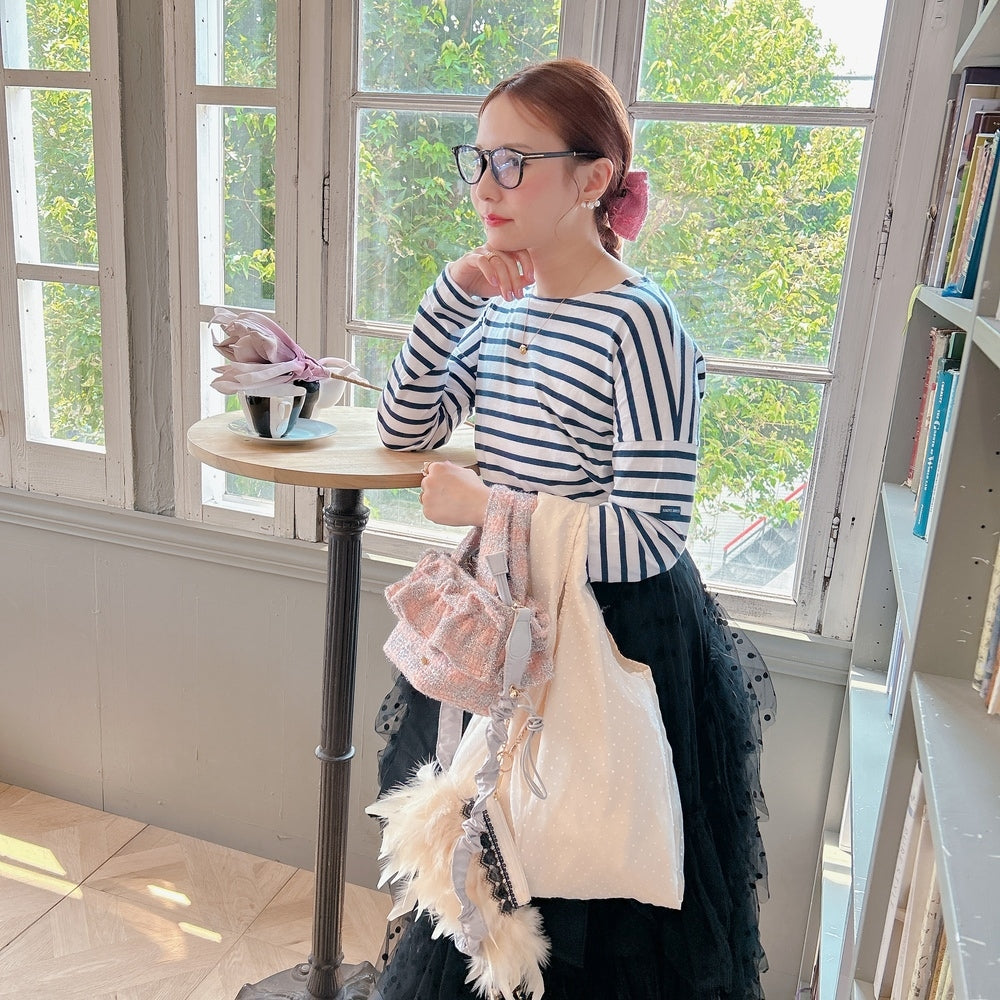 フリルバッグ Tweedy Bebe【ピーチ×シルバー】2サイズ