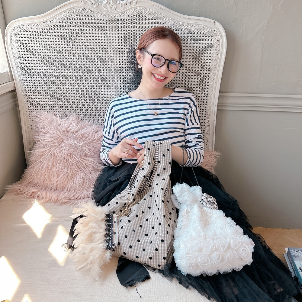 ポーチ付バッグ Balloon Marche【ギンガム/大ドット】