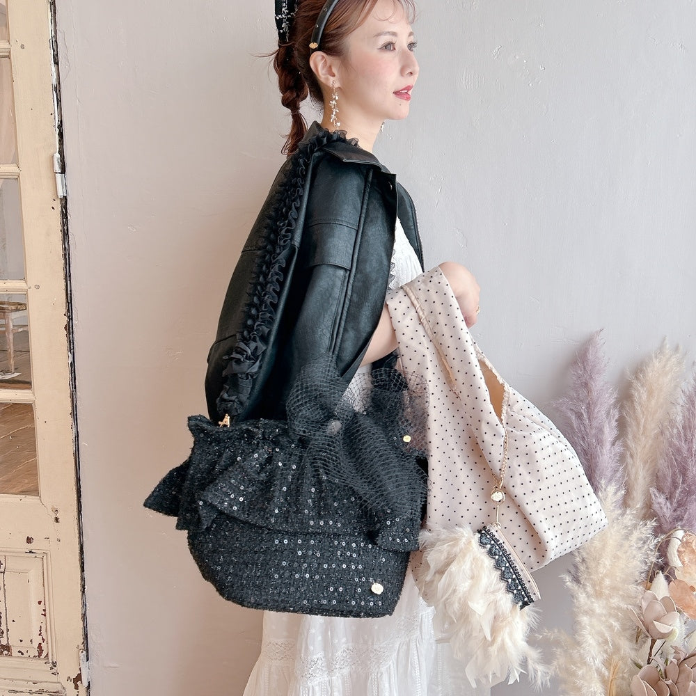 ポーチ付バッグ Balloon Marche【無地ドット】