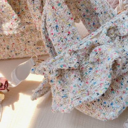 フリルバッグ Tweedy Bebe【ミックスホワイト】2サイズ