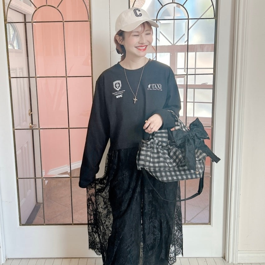 ★SheerレースロンTワンピ