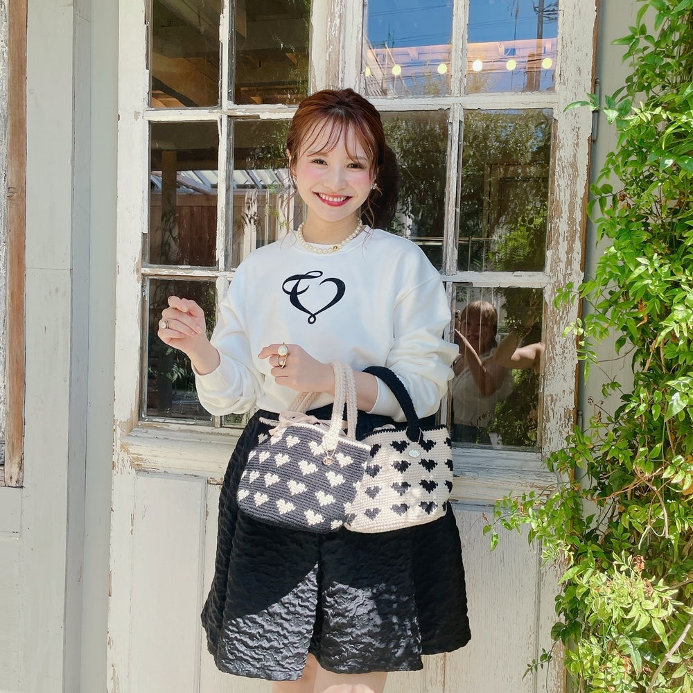 Saha by elliee ハートキルトトート Alice 2WAYバッグ 白 ハートニットトート Alice – Saha by elliee