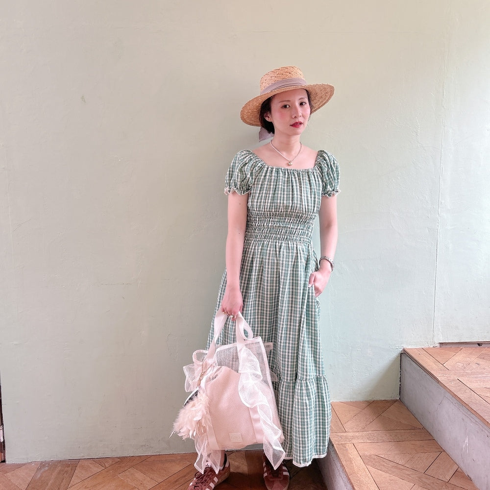 ★Ginghamシャーリングワンピース