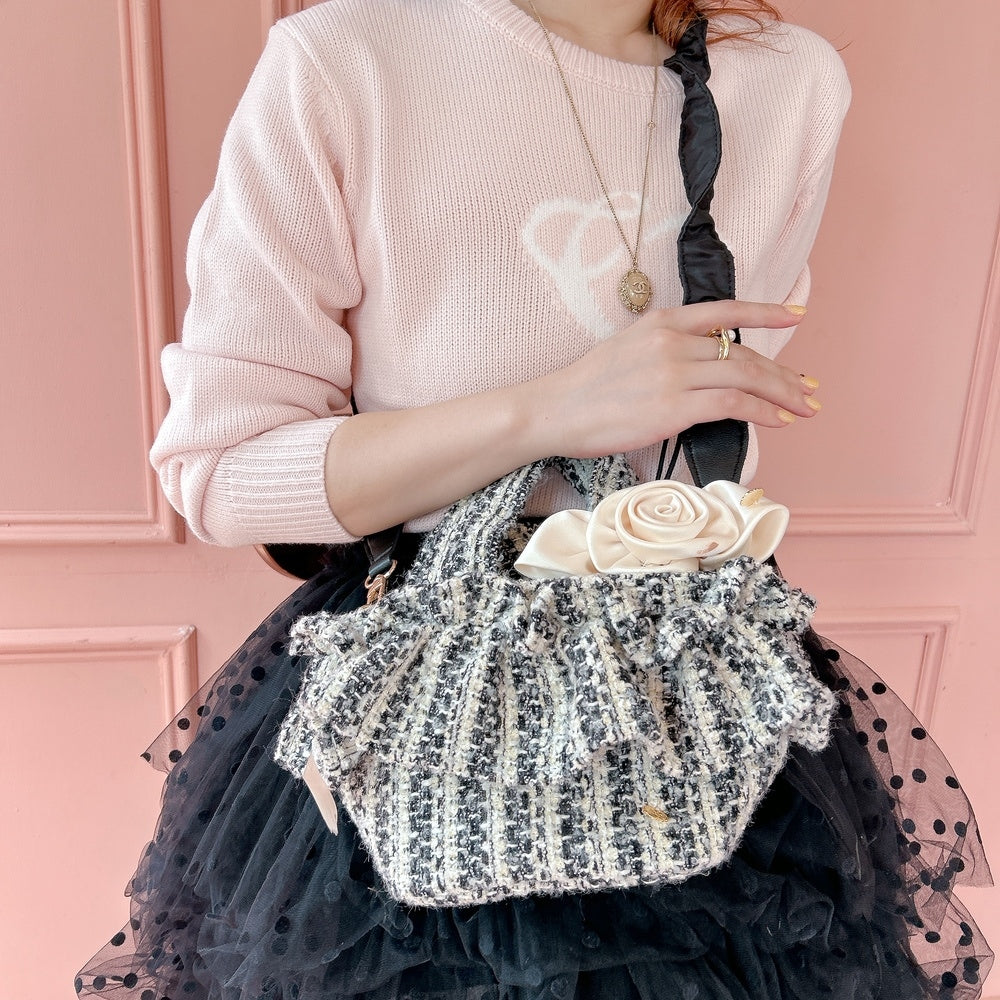 ミニフリルバッグ Tweedy Bebe【ブラック×ホワイト】1サイズ