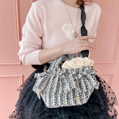 ミニフリルバッグ Tweedy Bebe【ブラック×ホワイト】1サイズ