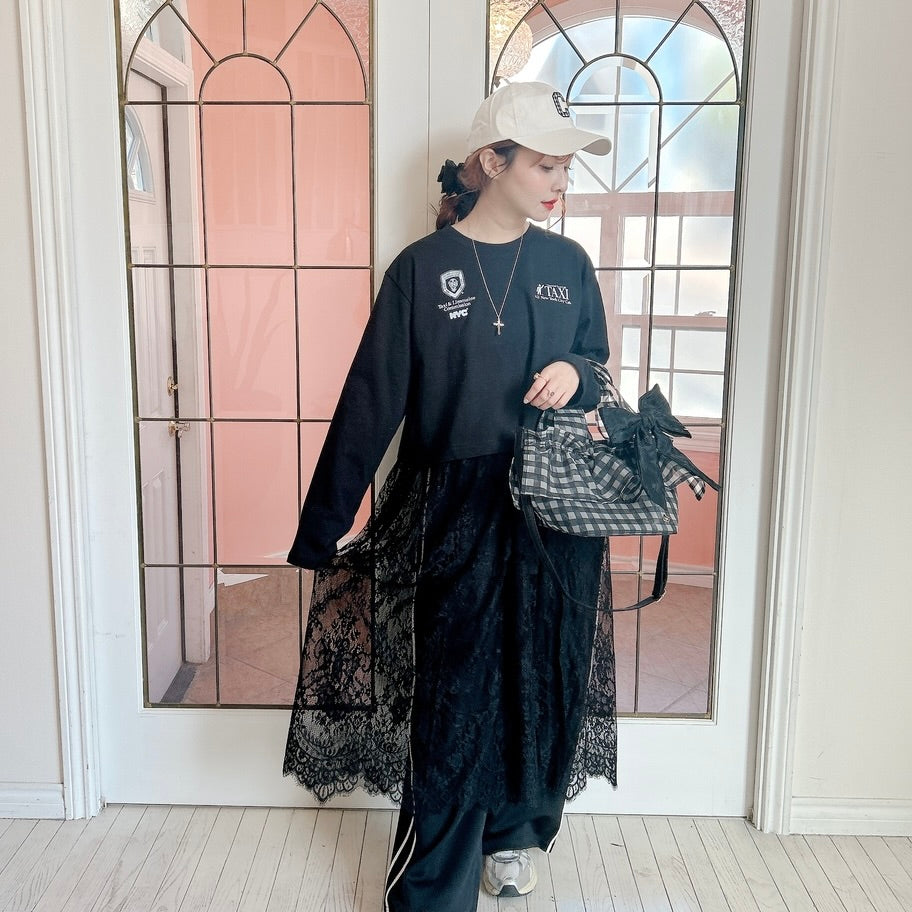 ★SheerレースロンTワンピ