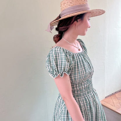 ★Ginghamシャーリングワンピース