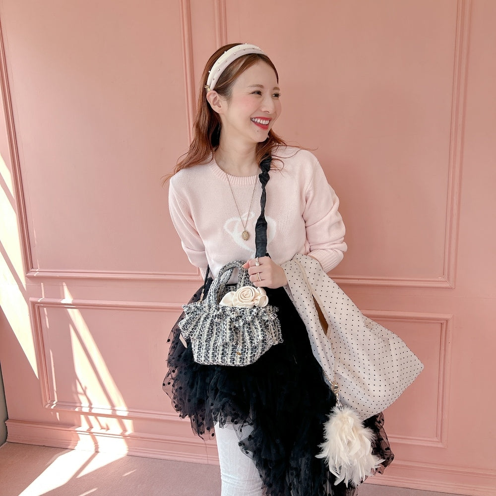 ミニフリルバッグ Tweedy Bebe【ブラック×ホワイト】1サイズ