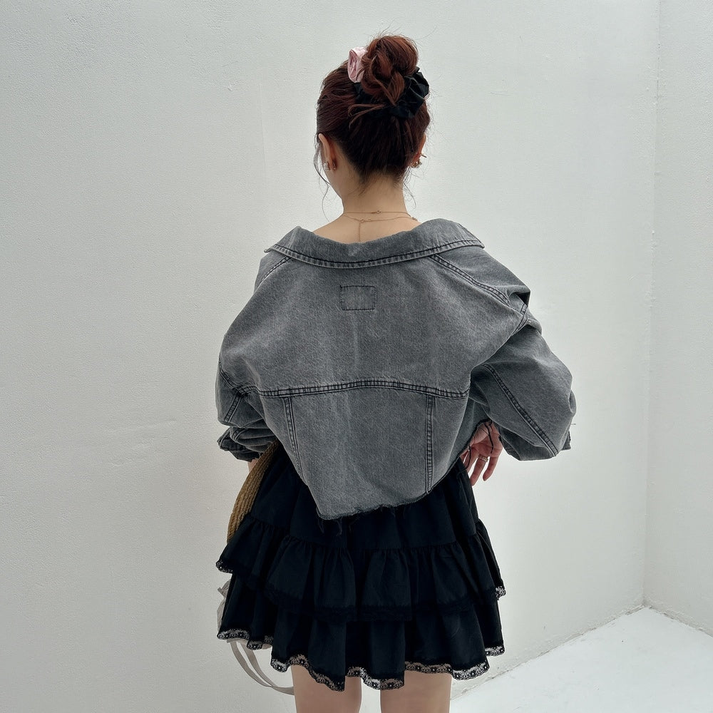 ★Volumeスリーブショートデニムジャケット