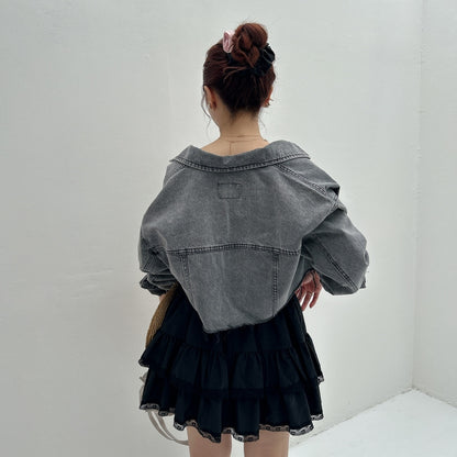 ★Volumeスリーブショートデニムジャケット