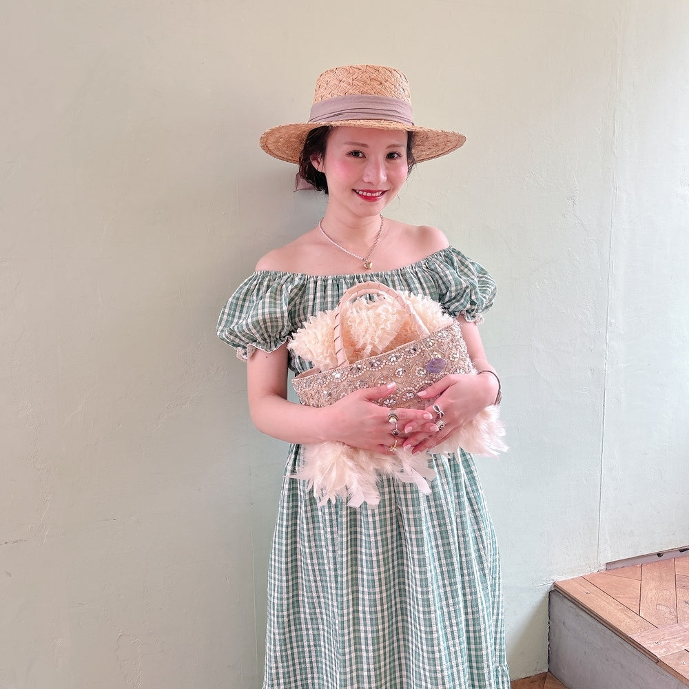 ★Ginghamシャーリングワンピース