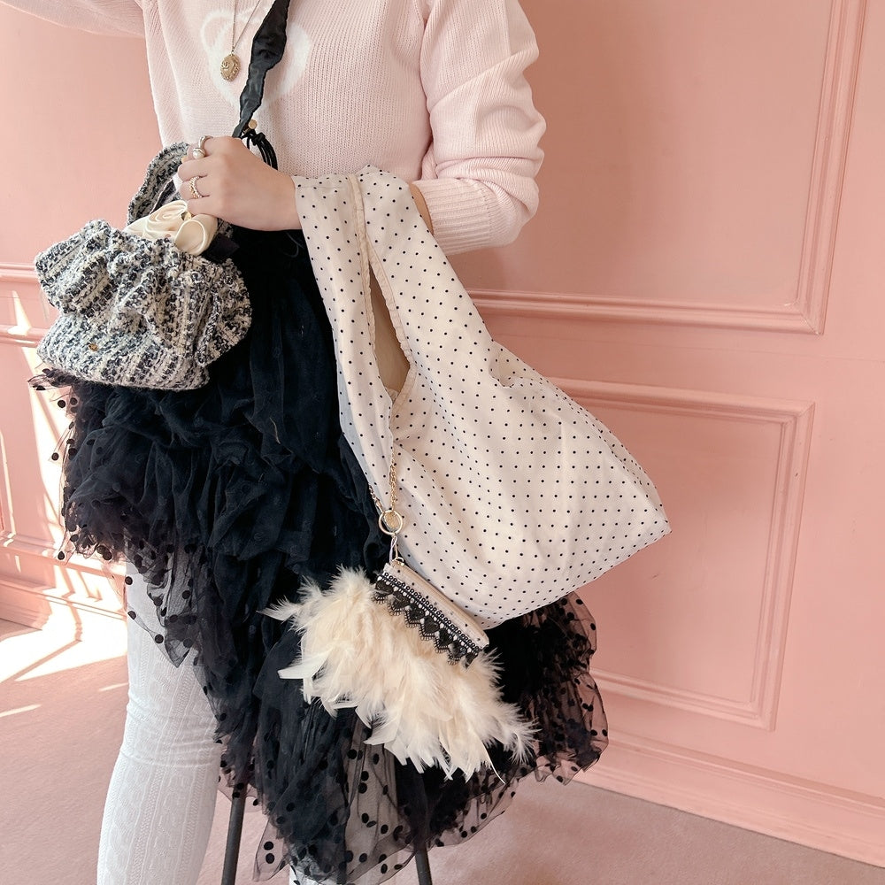 ミニフリルバッグ Tweedy Bebe【ブラック×ホワイト】1サイズ