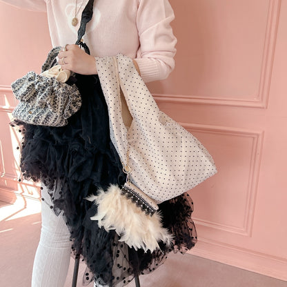 ミニフリルバッグ Tweedy Bebe【ブラック×ホワイト】1サイズ