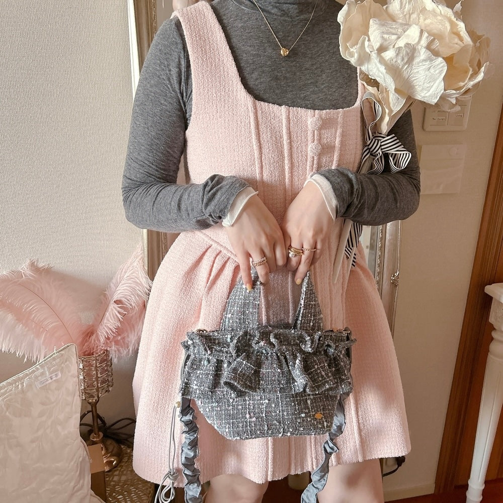 フリルバッグ Tweedy Bebe【グレーミックス】2サイズ