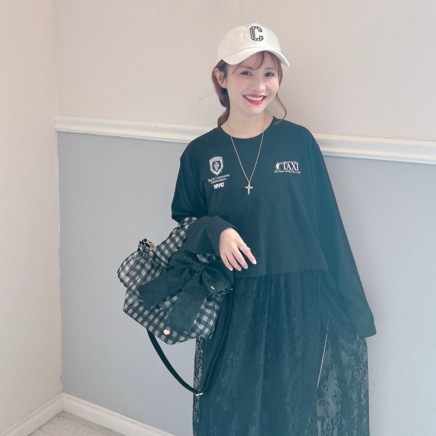 ★SheerレースロンTワンピ