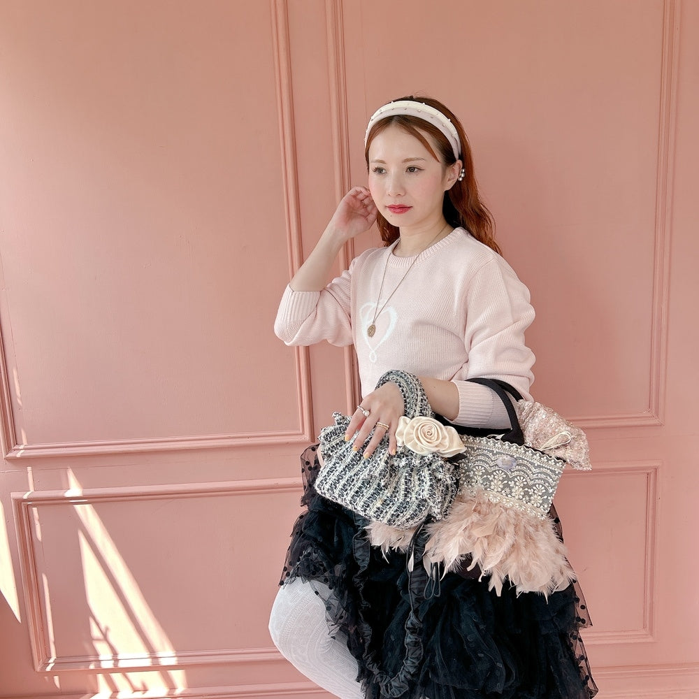 ミニフリルバッグ Tweedy Bebe【ブラック×ホワイト】1サイズ