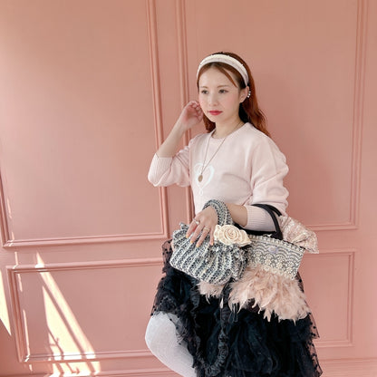 ミニフリルバッグ Tweedy Bebe【ブラック×ホワイト】1サイズ