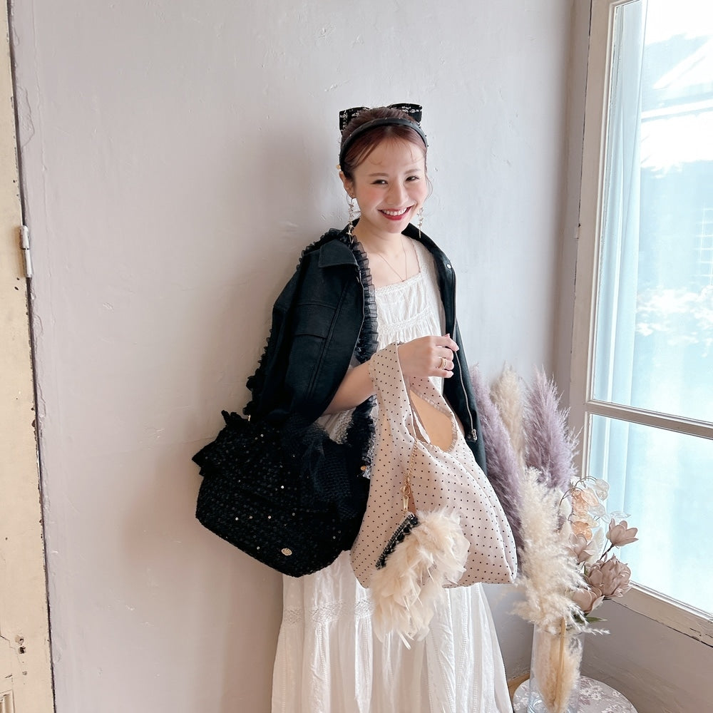 ポーチ付バッグ Balloon Marche【無地ドット】