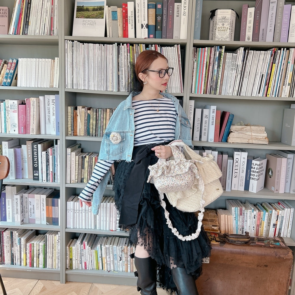 フリルバッグ Tweedy Bebe【ミックスホワイト】2サイズ