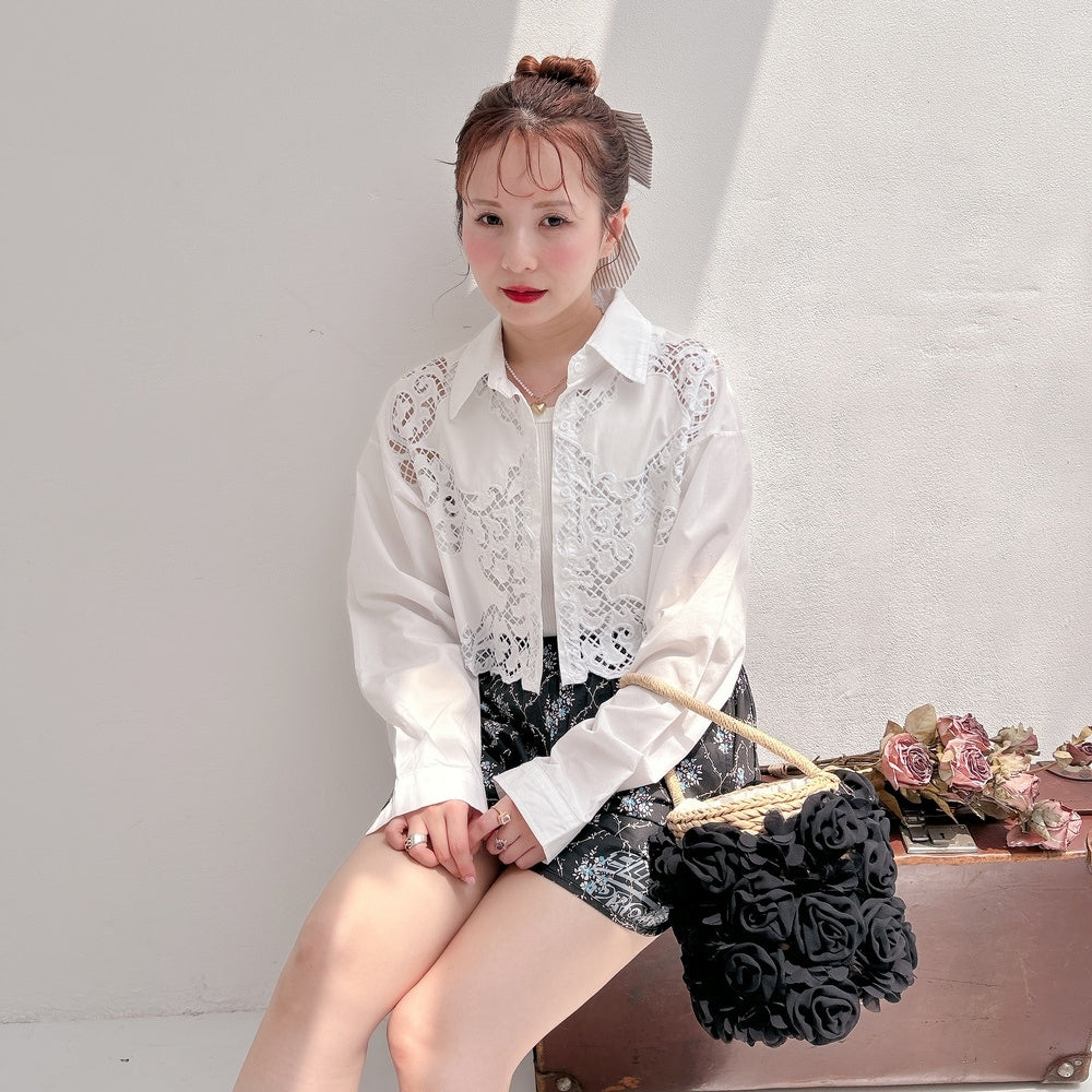 ★Croppedレースシャツ