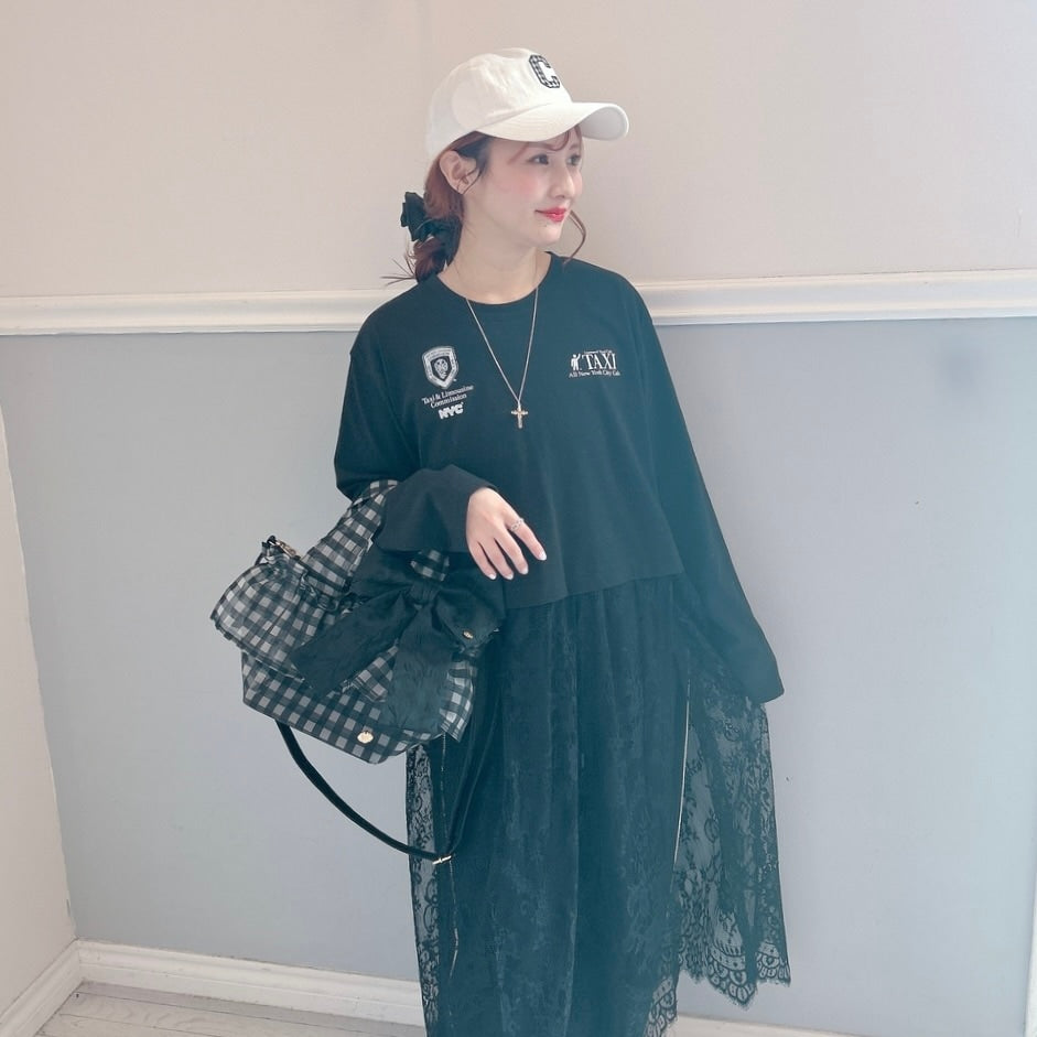 ★SheerレースロンTワンピ