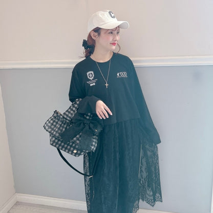 ★SheerレースロンTワンピ