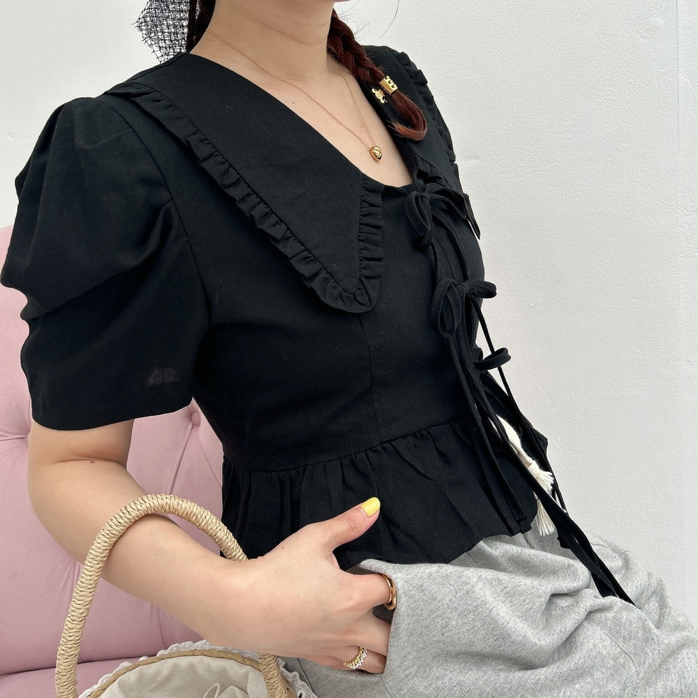 ★パフスリーブRibbonブラウス