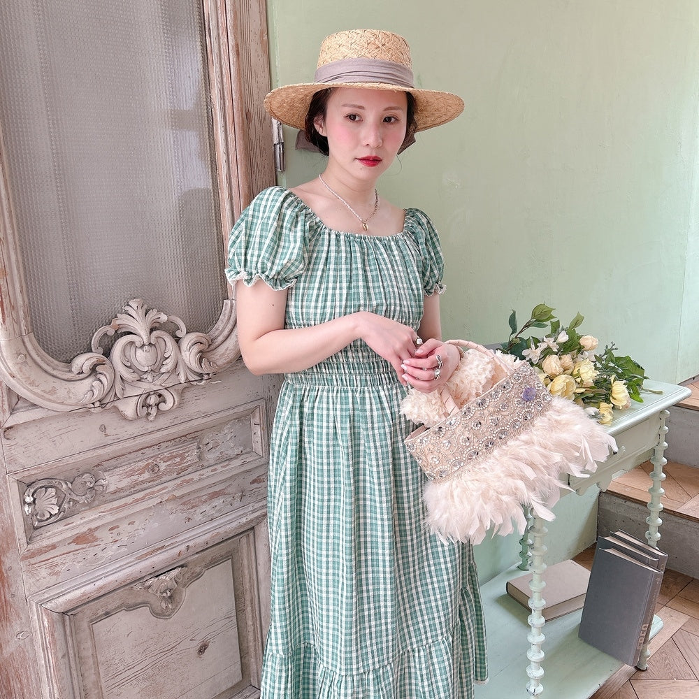 ★Ginghamシャーリングワンピース