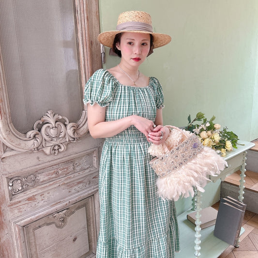 ★Ginghamシャーリングワンピース