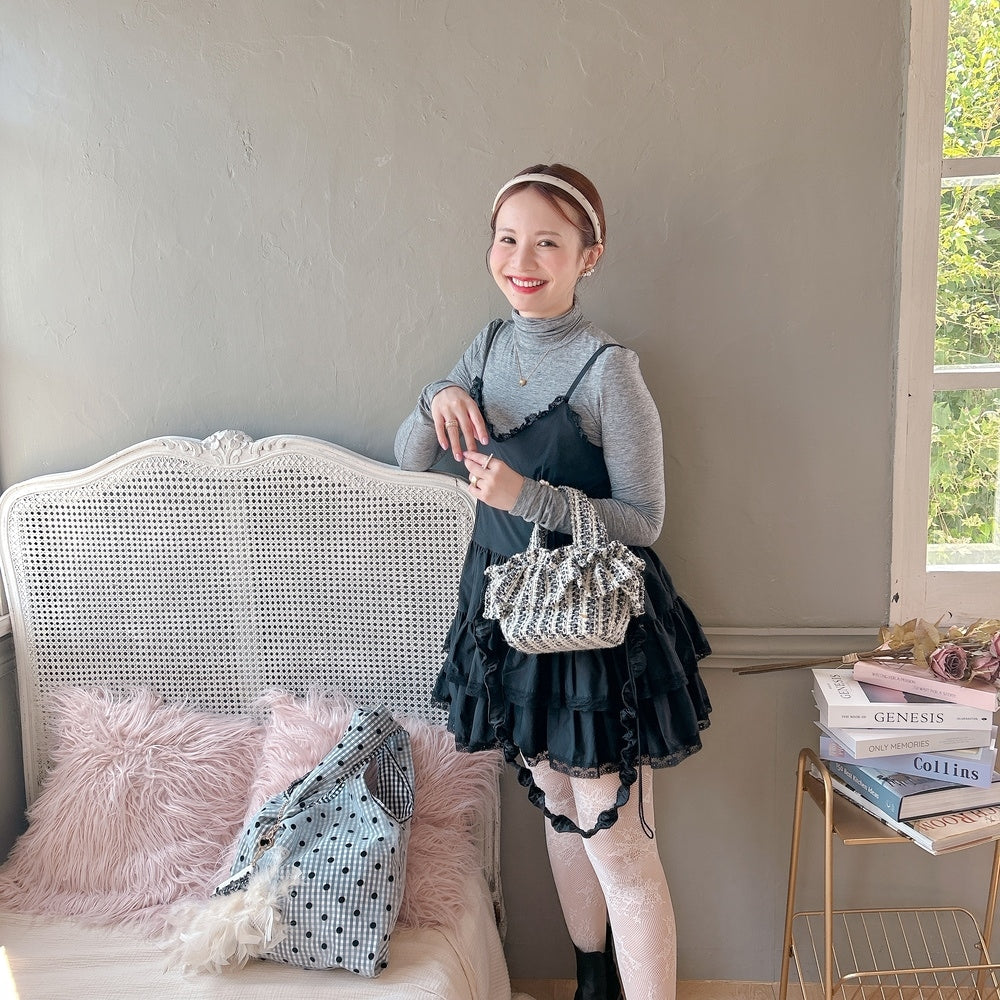 ミニフリルバッグ Tweedy Bebe【ブラック×ホワイト】1サイズ