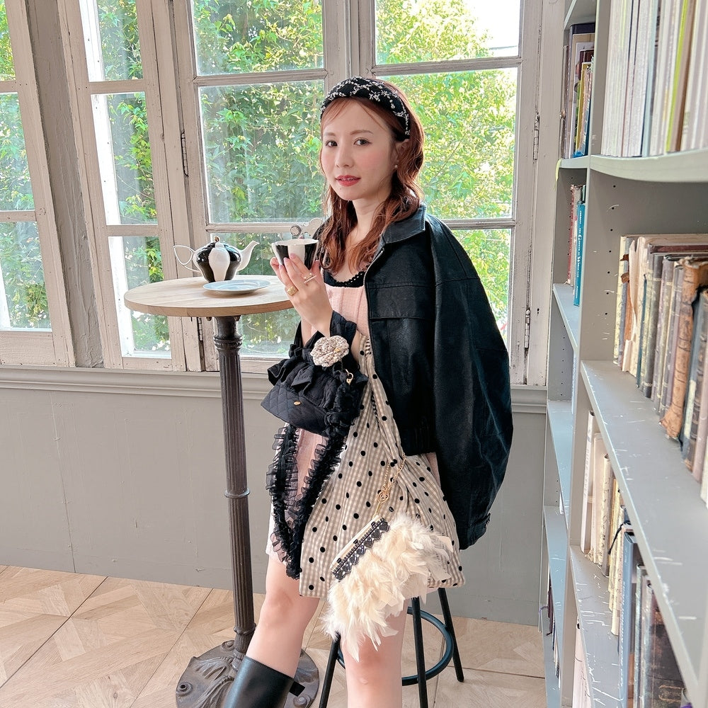 ポーチ付バッグ Balloon Marche【ギンガム/大ドット】