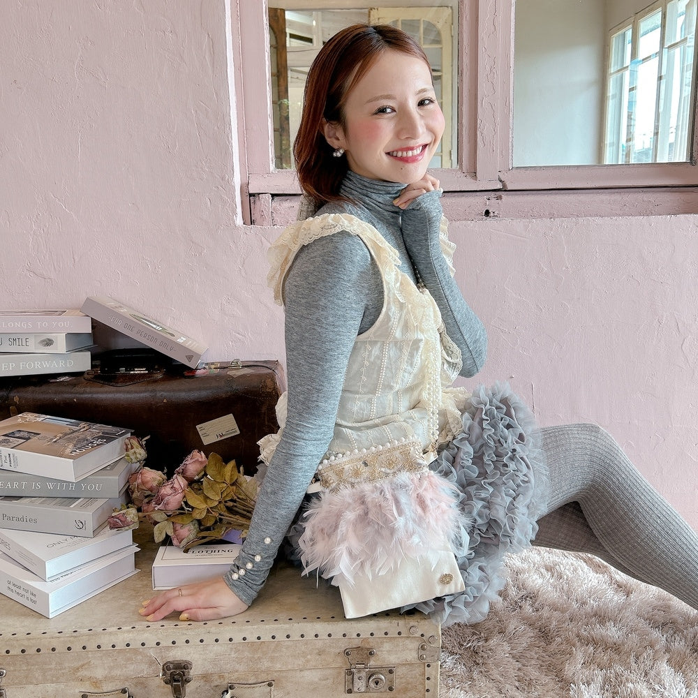 ミニサコッシュ Wintry Meghan アイボリー＆ホワイト