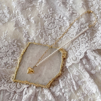 ハートアシメパールネックレス