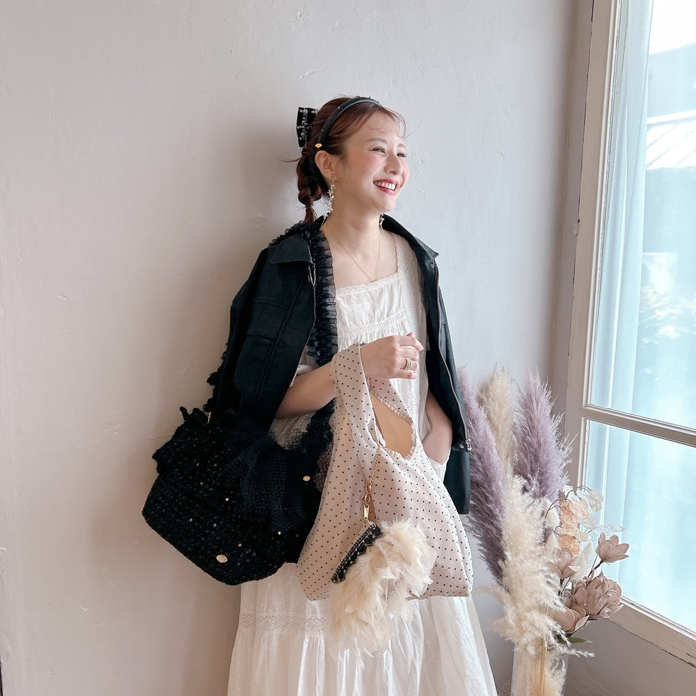 ポーチ付バッグ Balloon Marche【無地ドット】