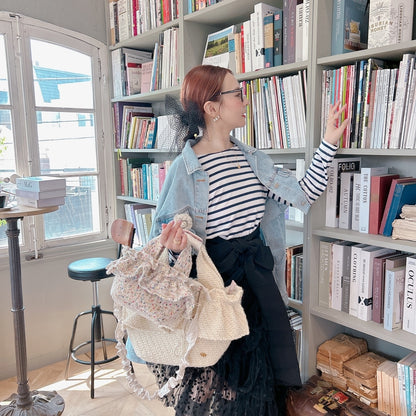 フリルバッグ Tweedy Bebe【ミックスホワイト】2サイズ