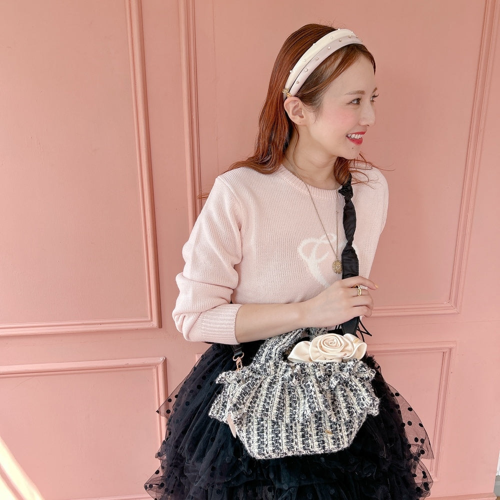 ミニフリルバッグ Tweedy Bebe【ブラック×ホワイト】1サイズ