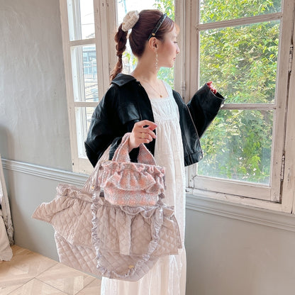 フリルバッグ Tweedy Bebe【ピーチ×シルバー】2サイズ