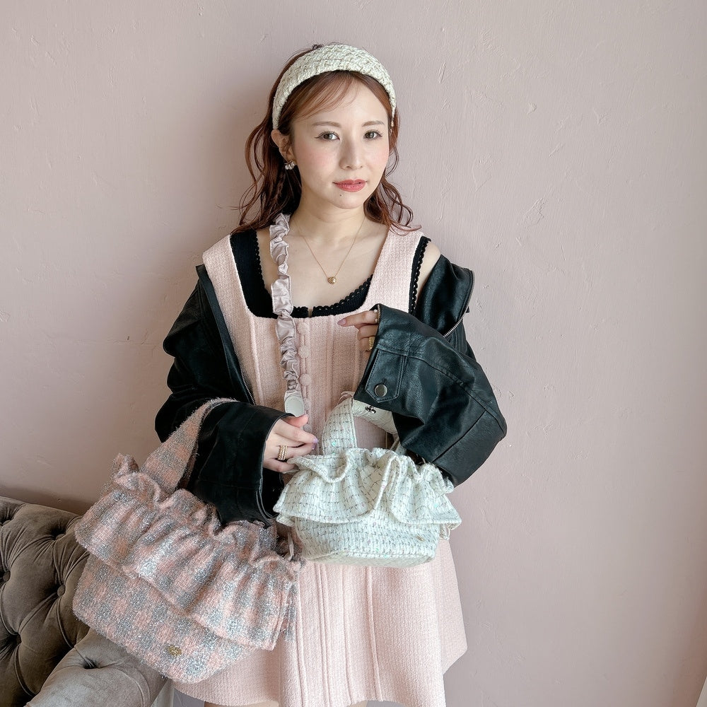 ミニフリルバッグ Tweedy Bebe【チェックホワイト】1サイズ