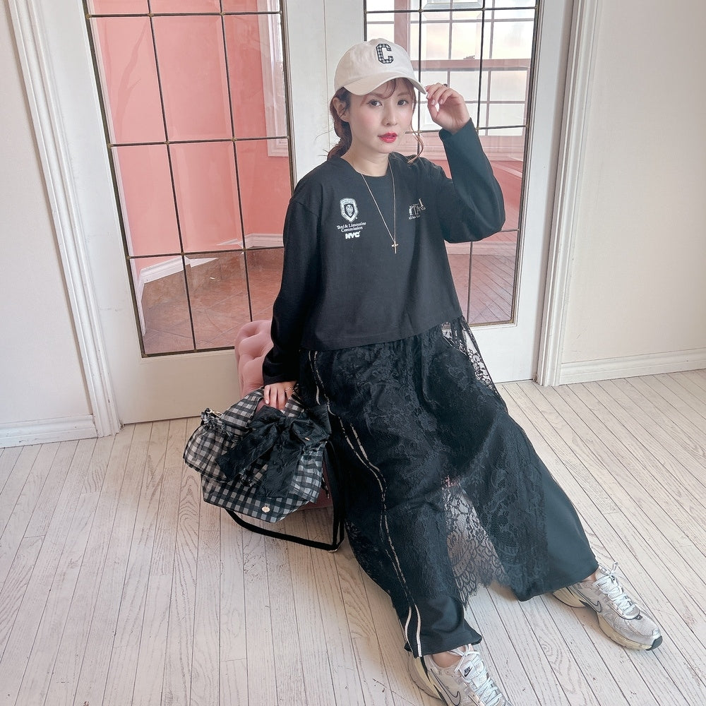 ★SheerレースロンTワンピ