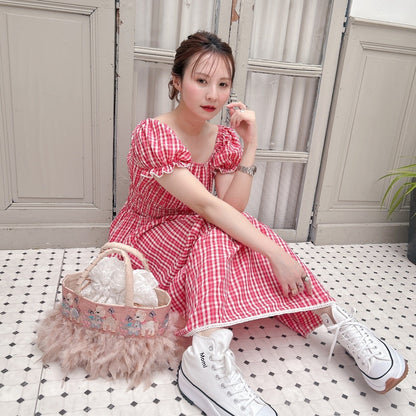 ★Ginghamシャーリングワンピース