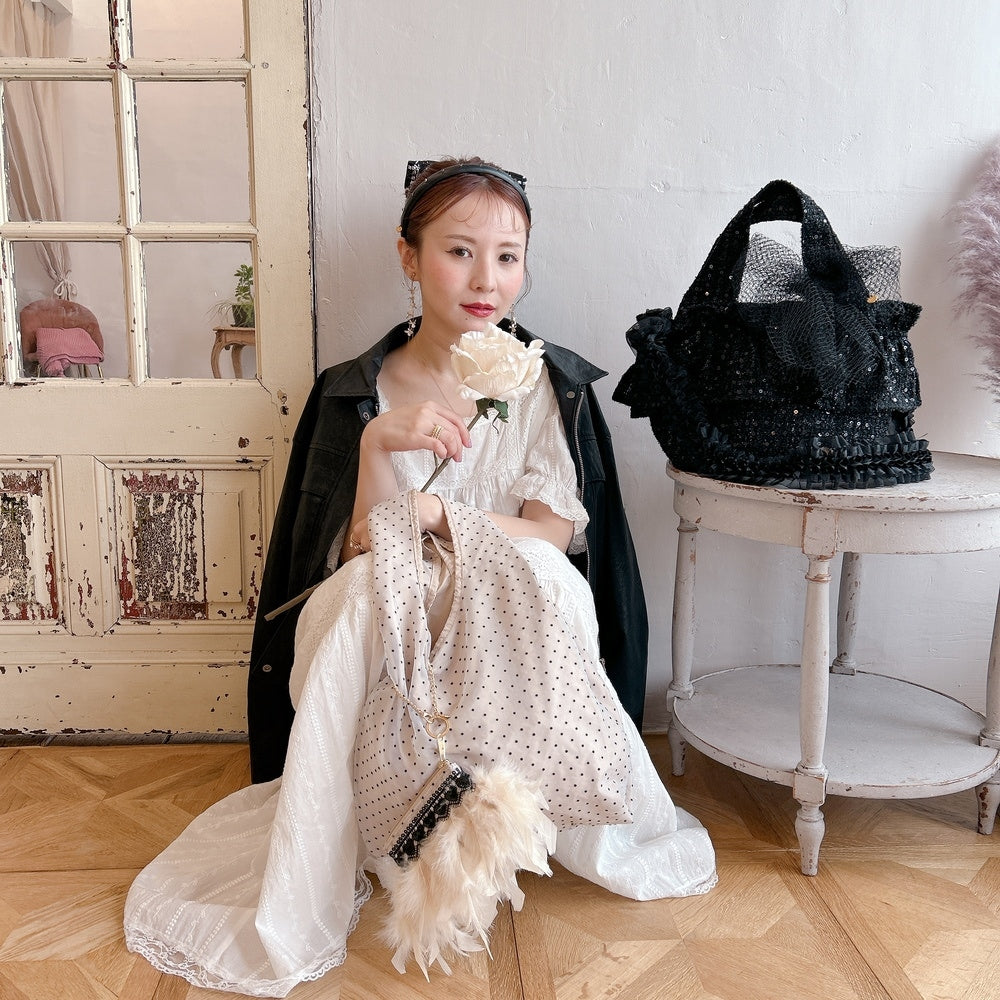 ポーチ付バッグ Balloon Marche【無地ドット】