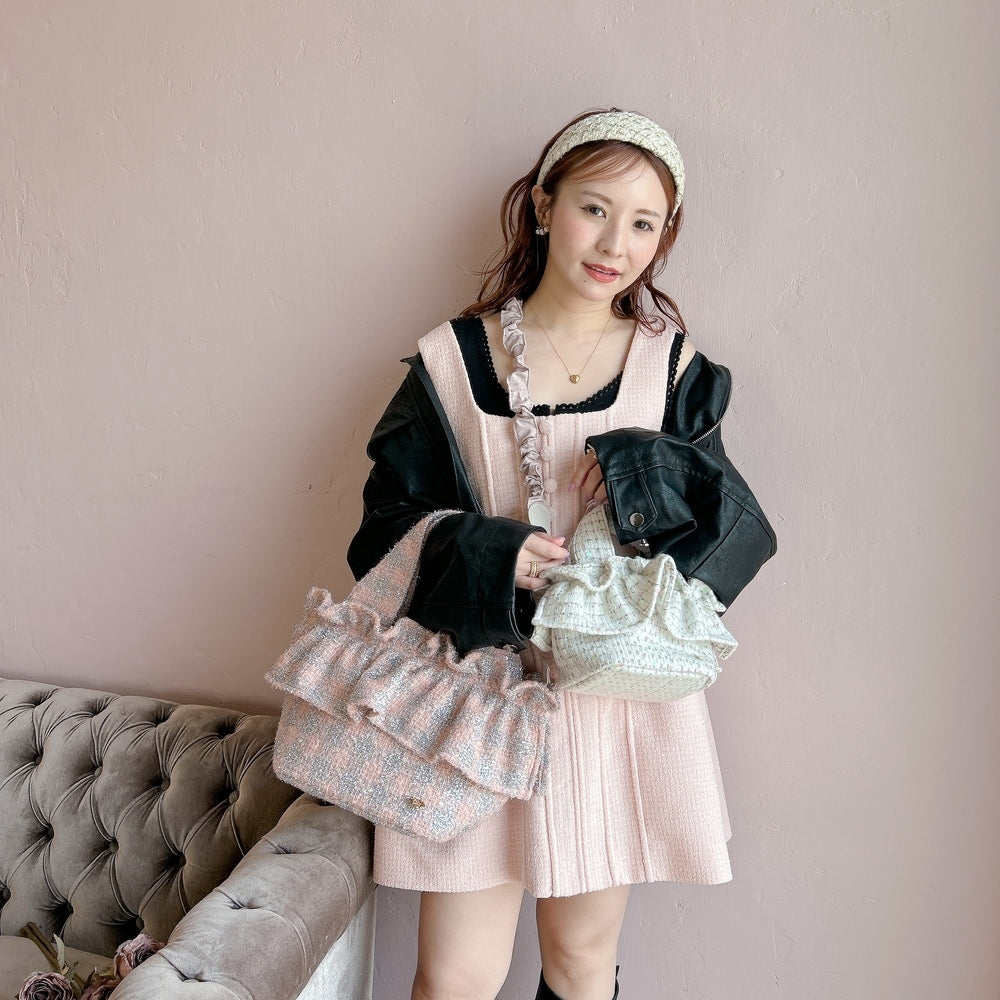 ミニフリルバッグ Tweedy Bebe【チェックホワイト】1サイズ