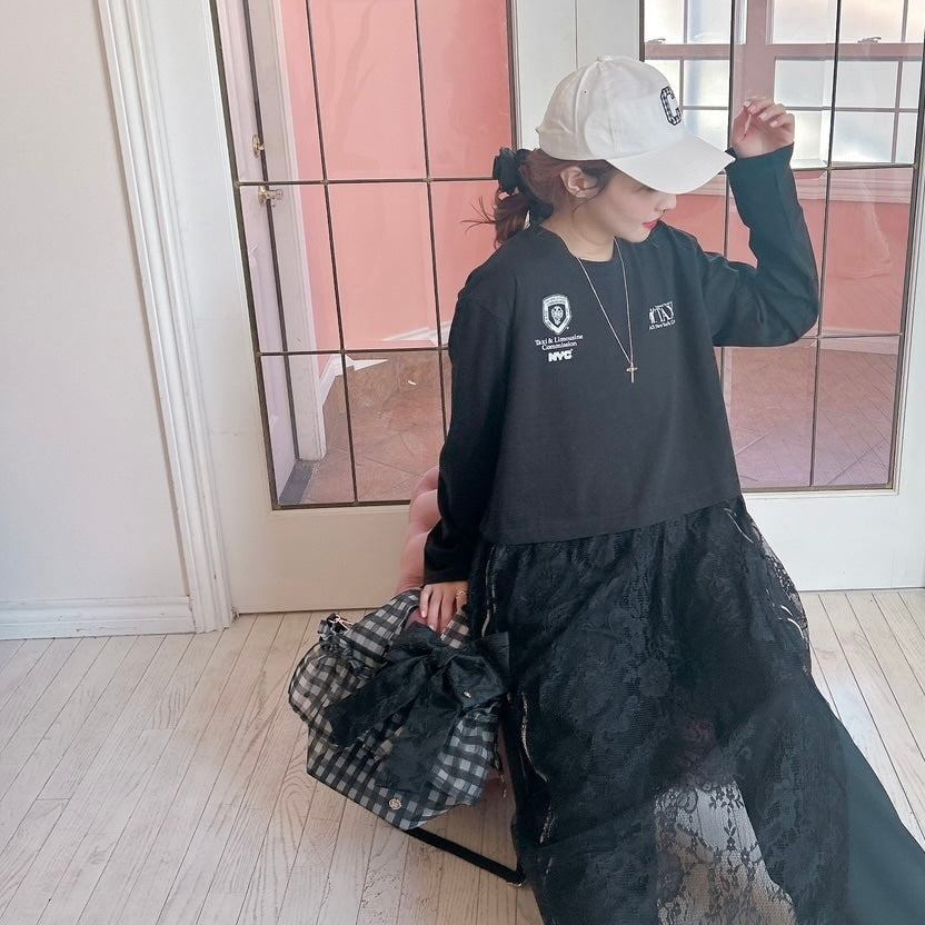 ★SheerレースロンTワンピ