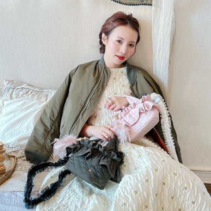 ミニフリルバッグ Quilting Frill Bebe【バニラ/ホットピンク/カーキ/ギンガム/ラベンダー/ミルクティ】