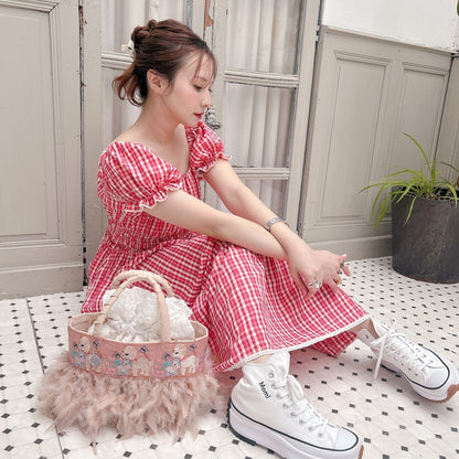 ★Ginghamシャーリングワンピース
